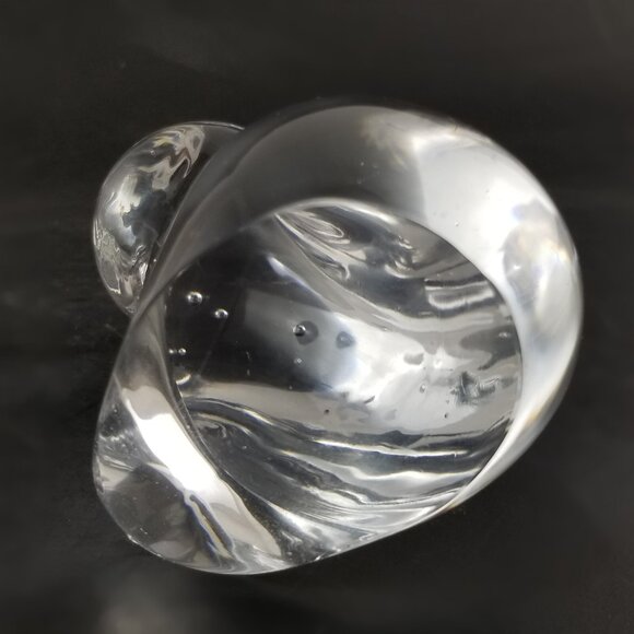 Art Glass Chubby Cat Figurine Clear Crystal Hand Blown Bubbles 3.75"T - Picture 5 of 10